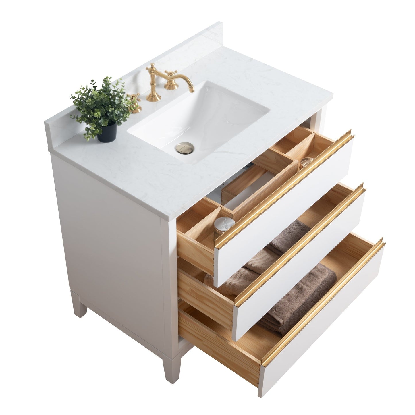 Meuble-lavabo Art pour salle de bain avec lavabo en céramique et plan de travail en marbre composite.