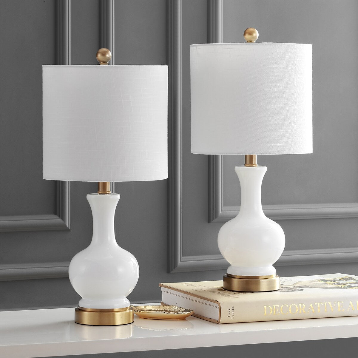 Lampe de table LED Vermont 22 en verre et métal, blanche (lot de 2) par JONATHAN Y