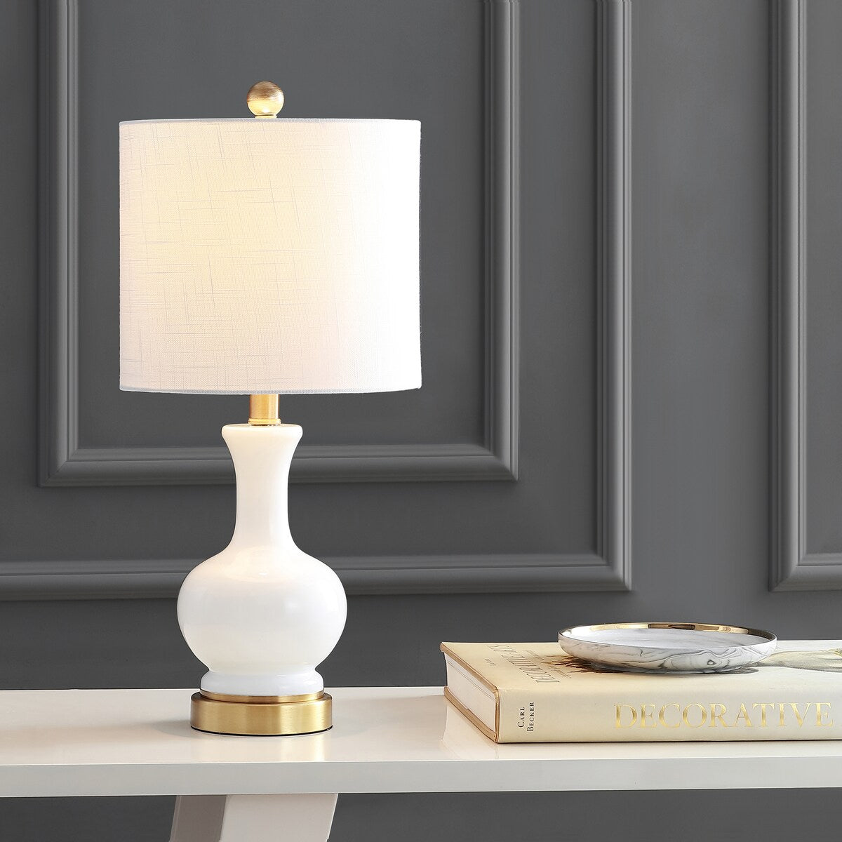 Lampe de table LED Vermont 22 en verre et métal, blanche (lot de 2) par JONATHAN Y