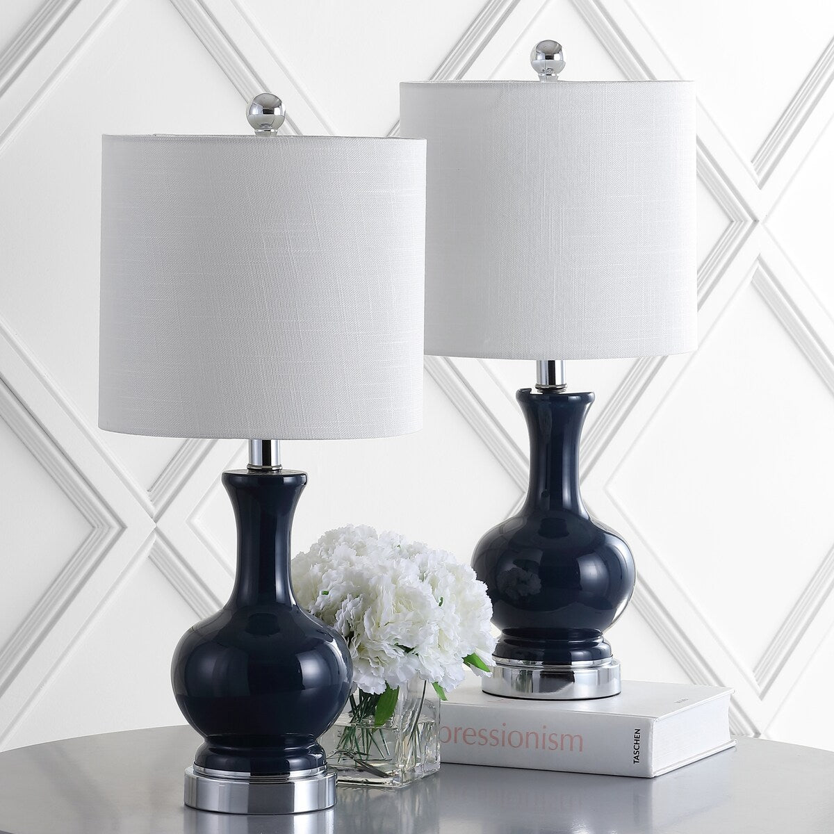 Lampe de table LED Vermont 22 en verre et métal, blanche (lot de 2) par JONATHAN Y