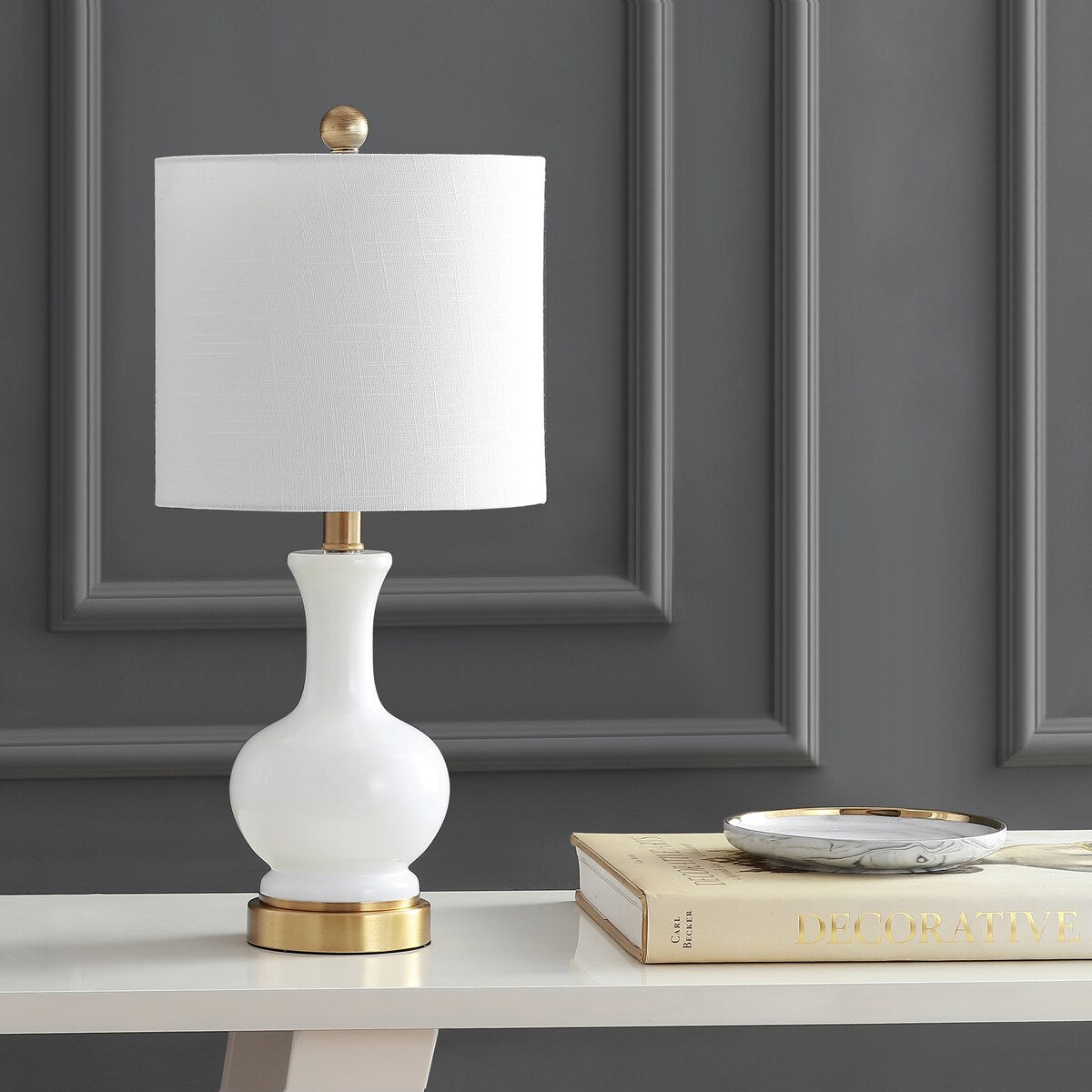 Lampe de table LED Vermont 22 en verre et métal, blanche (lot de 2) par JONATHAN Y