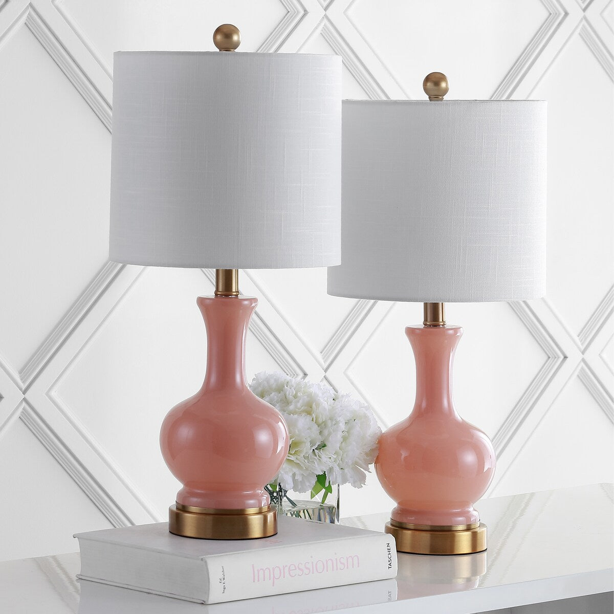 Lampe de table LED Vermont 22 en verre et métal, blanche (lot de 2) par JONATHAN Y