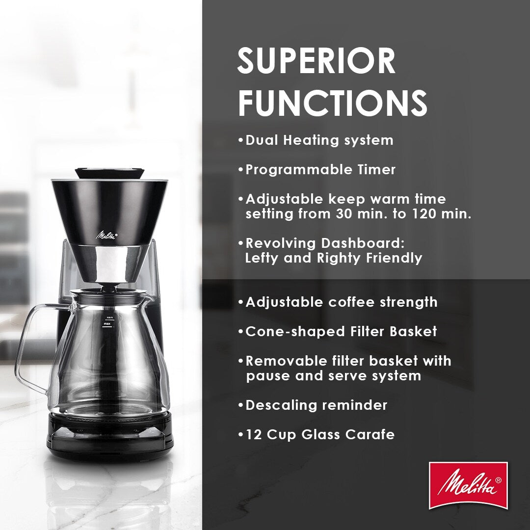 Vision, cafetière à filtre 12 tasses de luxe avec tableau de bord rotatif