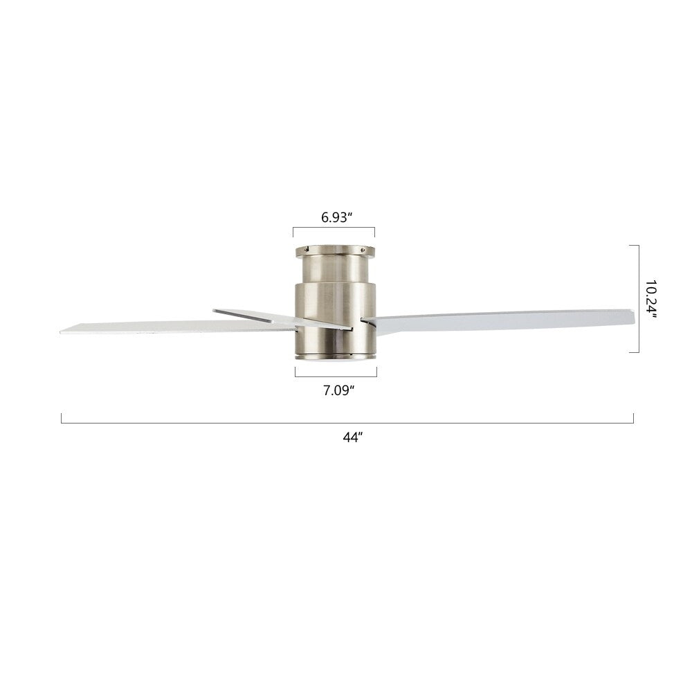 Ventilateur de plafond encastré WINGBO 44/52 pouces à courant continu avec éclairage et télécommande, 4 pales réversibles