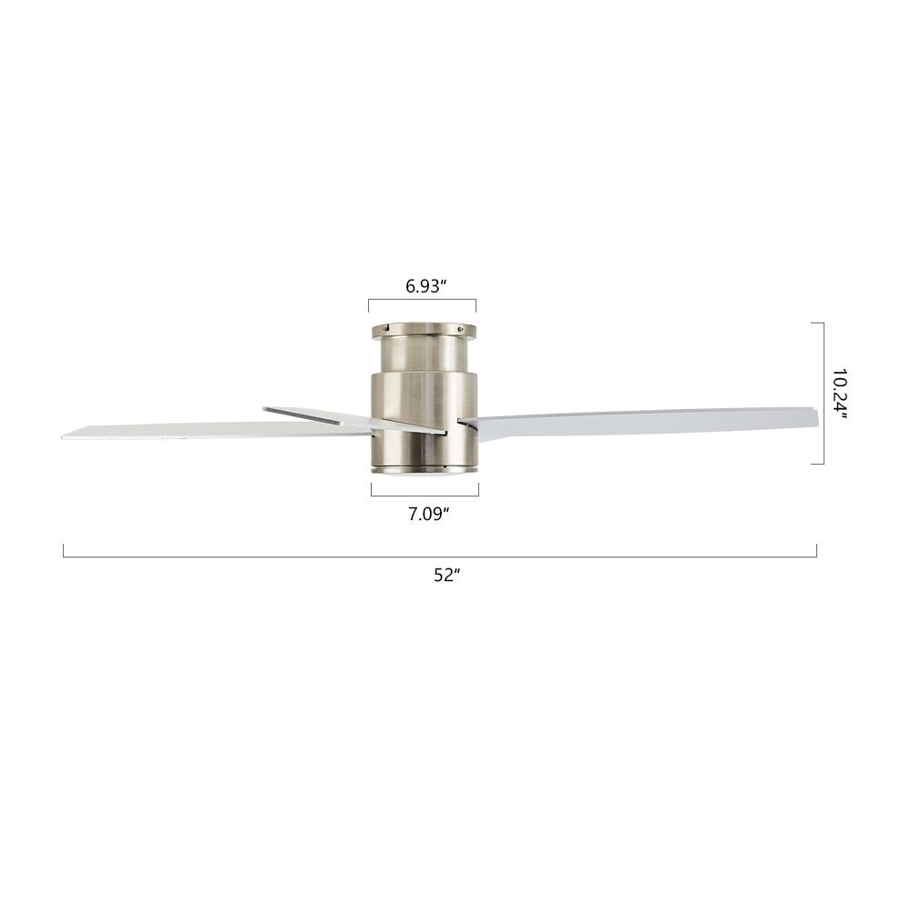 Ventilateur de plafond encastré WINGBO 44/52 pouces à courant continu avec éclairage et télécommande, 4 pales réversibles