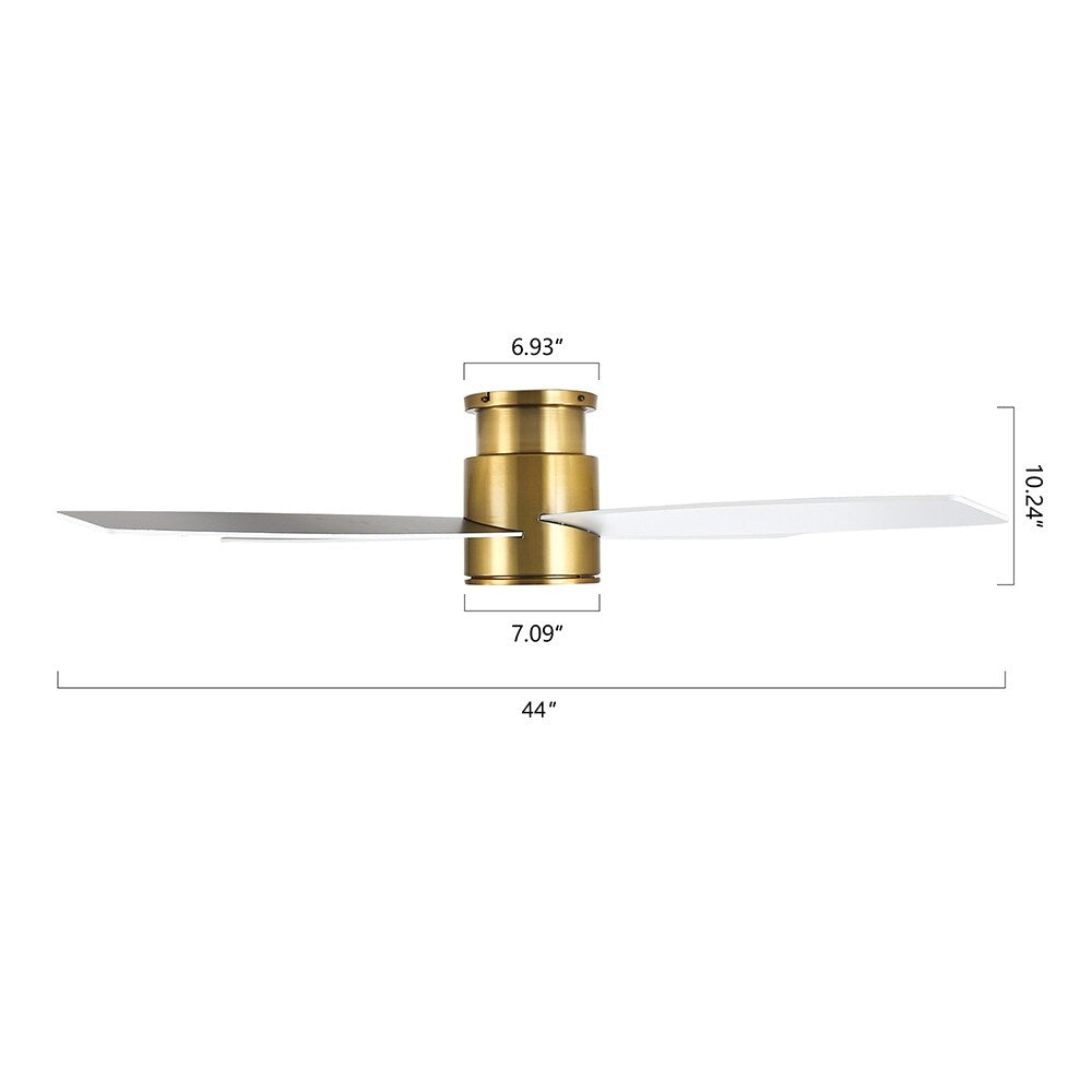 Ventilateur de plafond encastré WINGBO 44/52 pouces à courant continu avec éclairage et télécommande, 4 pales réversibles
