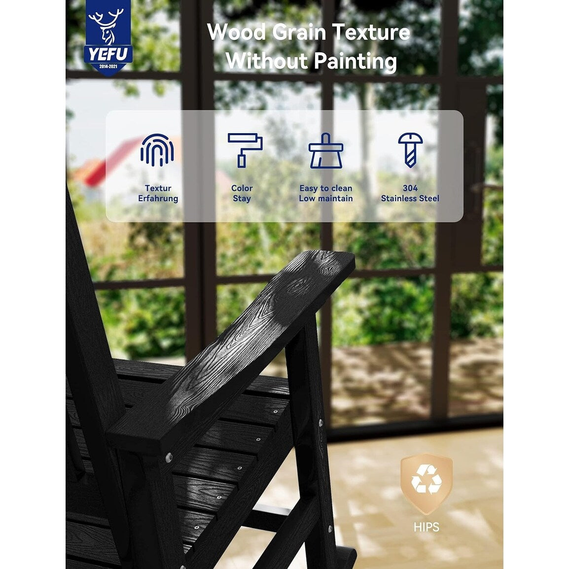 WINSOON Chaise à bascule d'extérieur pour tout type de météo, lot de 2