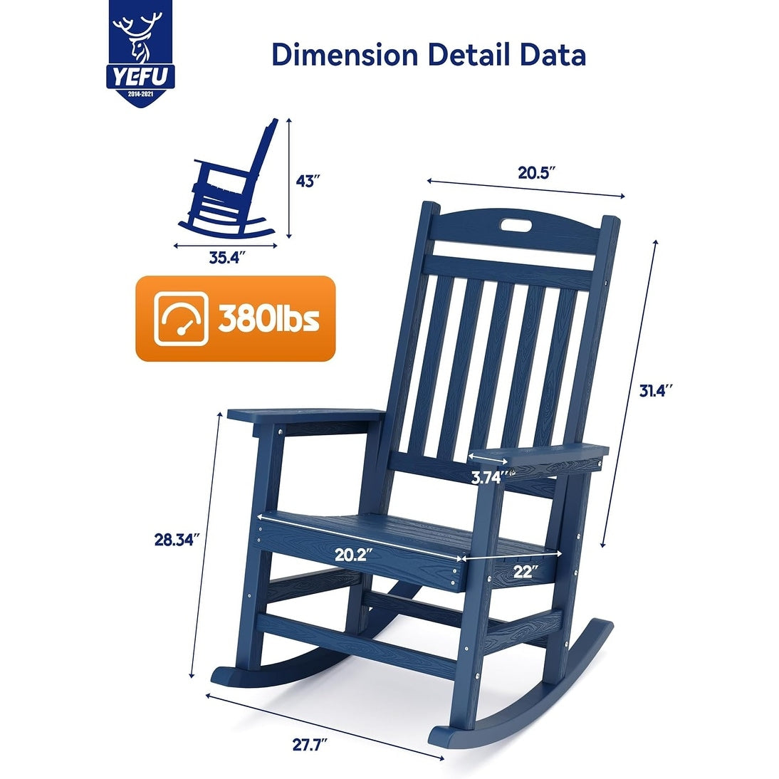 WINSOON Chaise à bascule d'extérieur pour tout type de météo, lot de 2