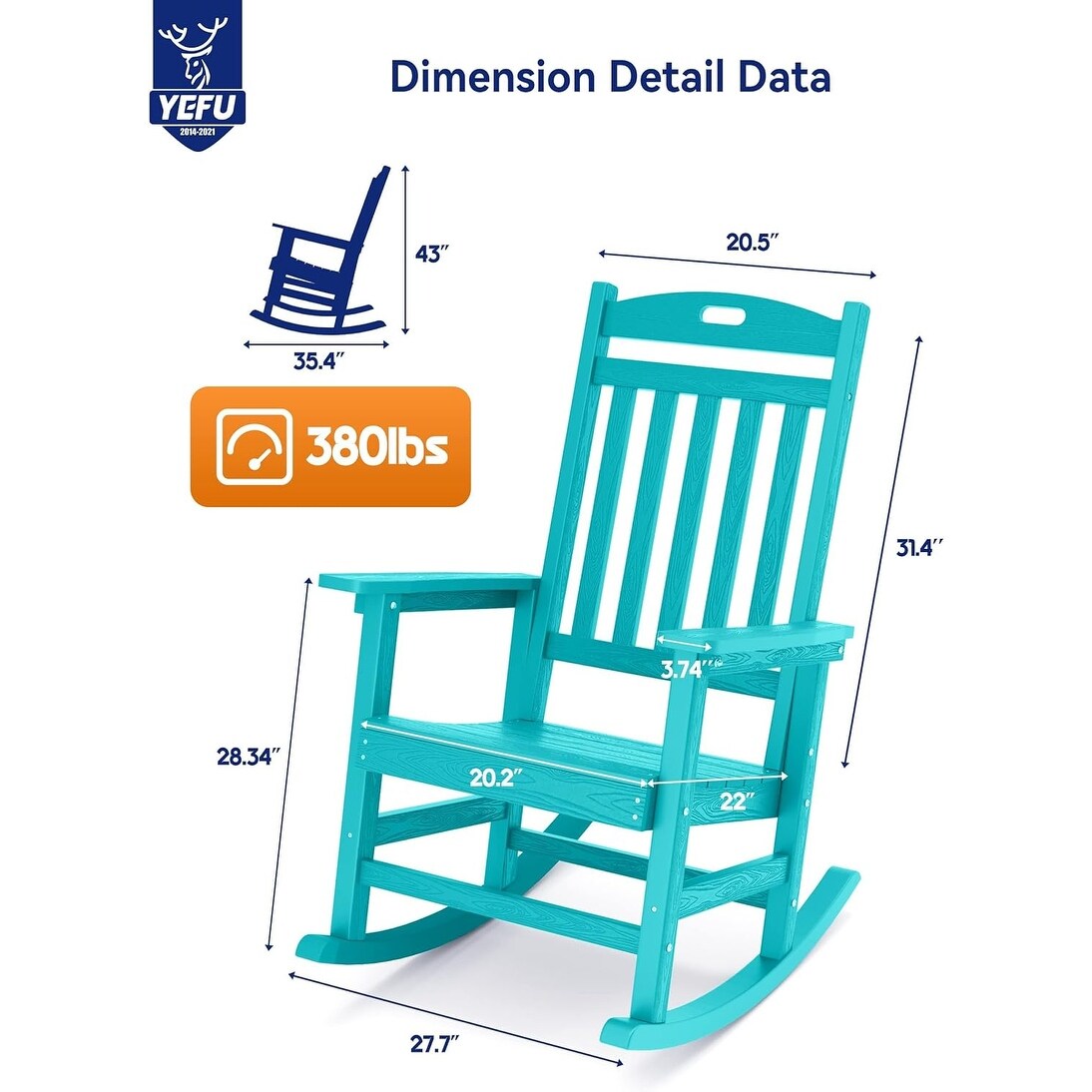 WINSOON Chaise à bascule d'extérieur pour tout type de météo, lot de 2