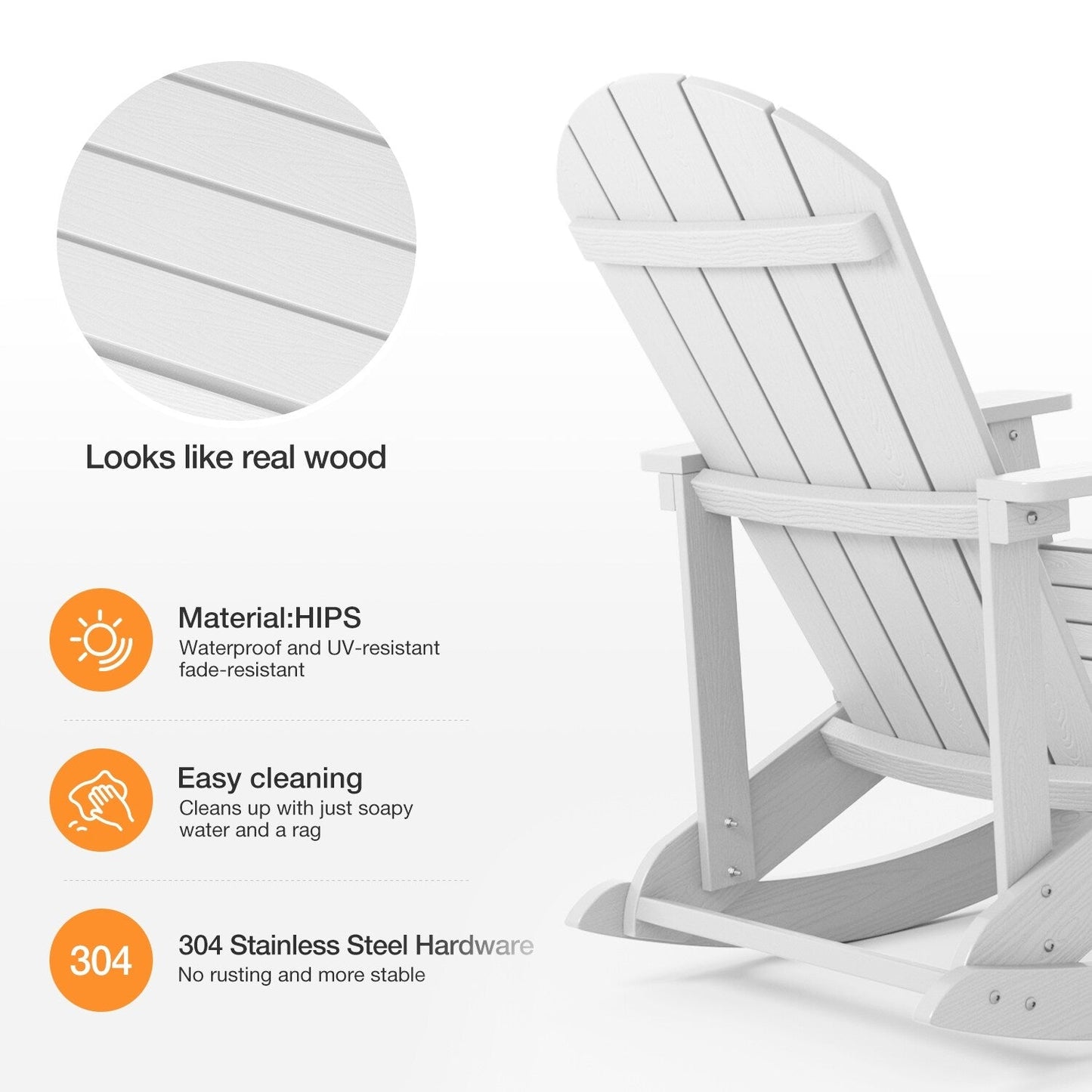WINSOON Chaise à bascule d'extérieur pour tout type de météo, lot de 2