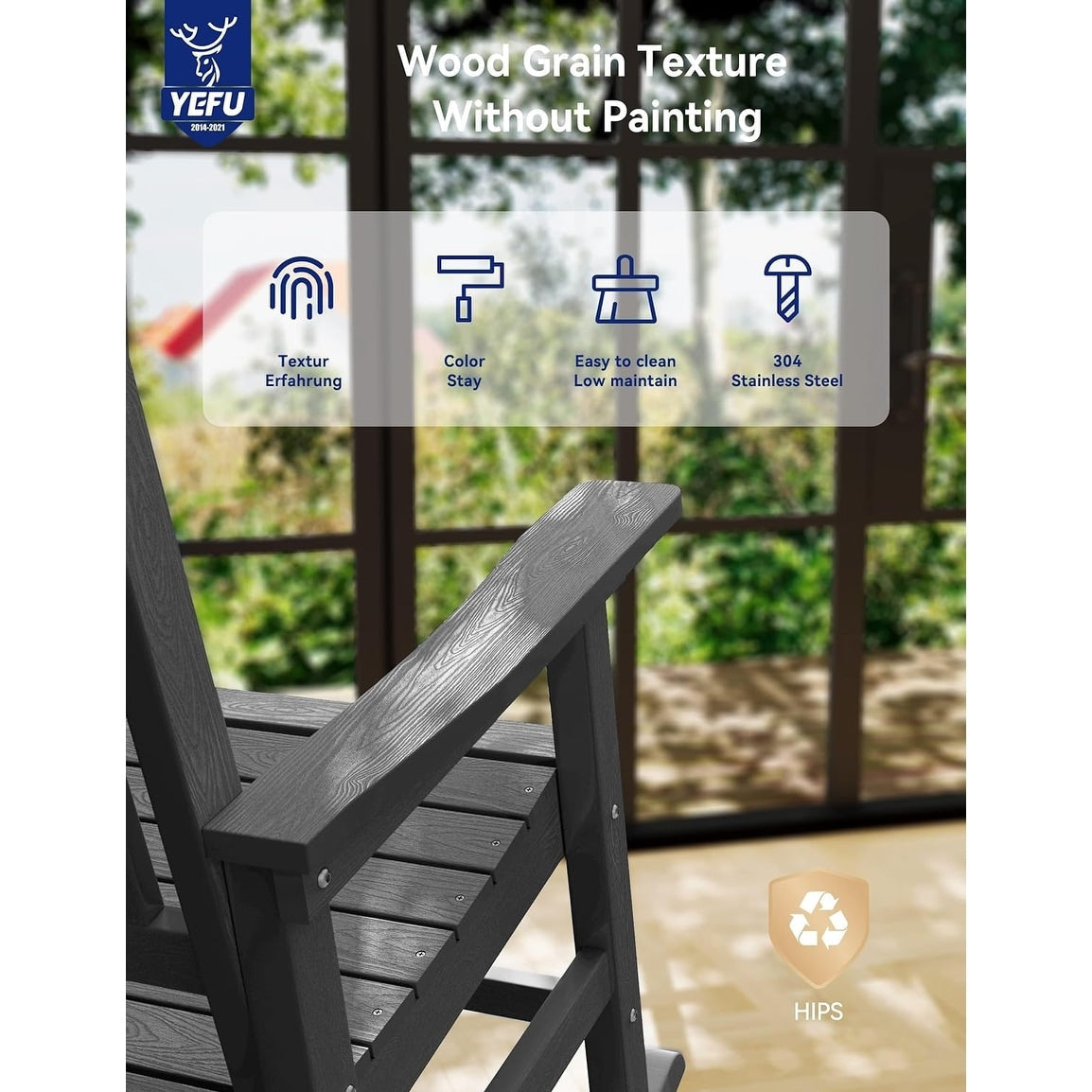 WINSOON Chaise à bascule d'extérieur pour tout type de météo, lot de 2