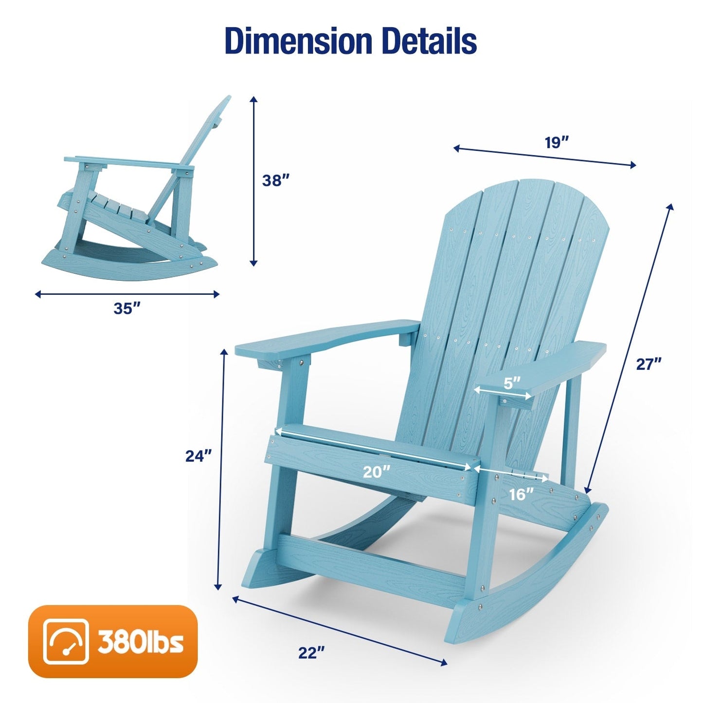 WINSOON Chaise à bascule d'extérieur pour tout type de météo, lot de 2
