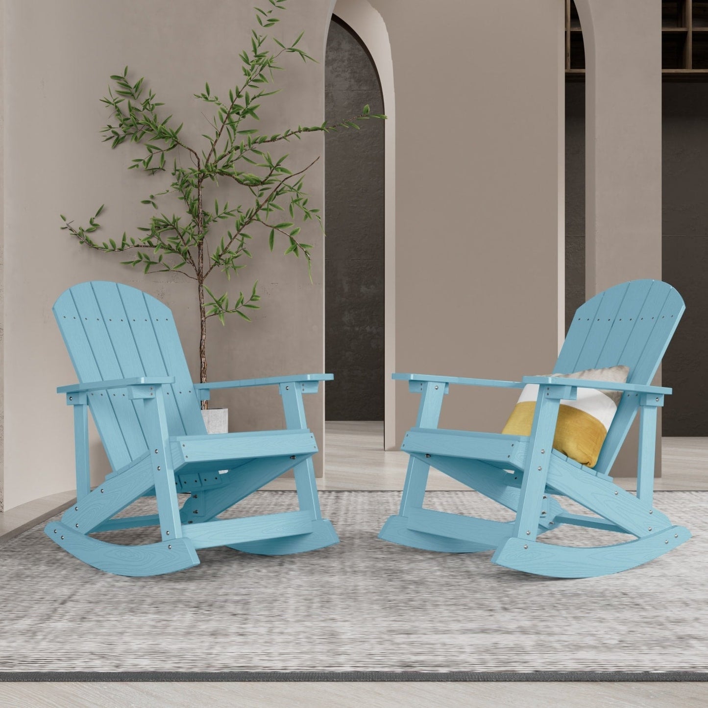 WINSOON Chaise à bascule d'extérieur pour tout type de météo, lot de 2