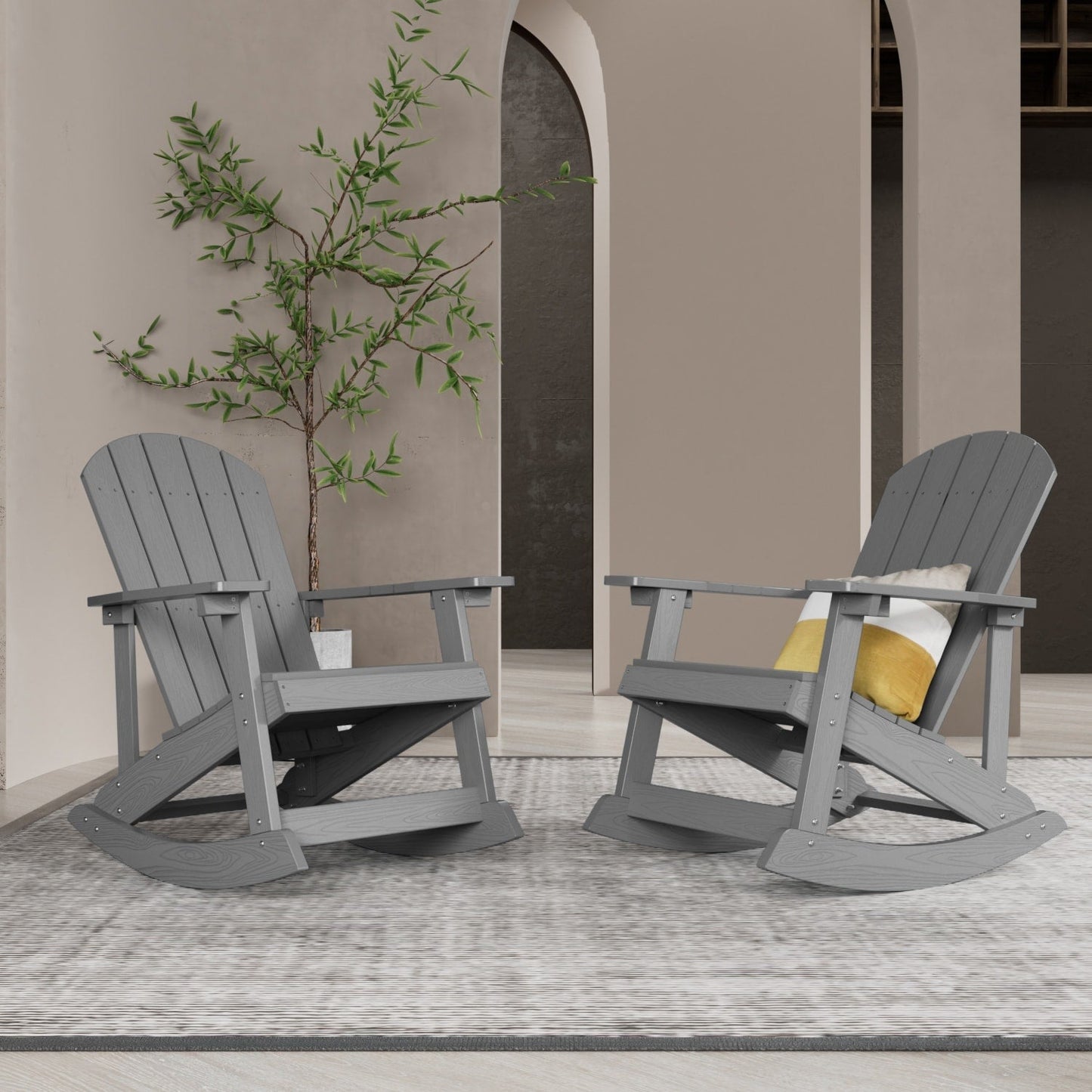 WINSOON Chaise à bascule d'extérieur pour tout type de météo, lot de 2