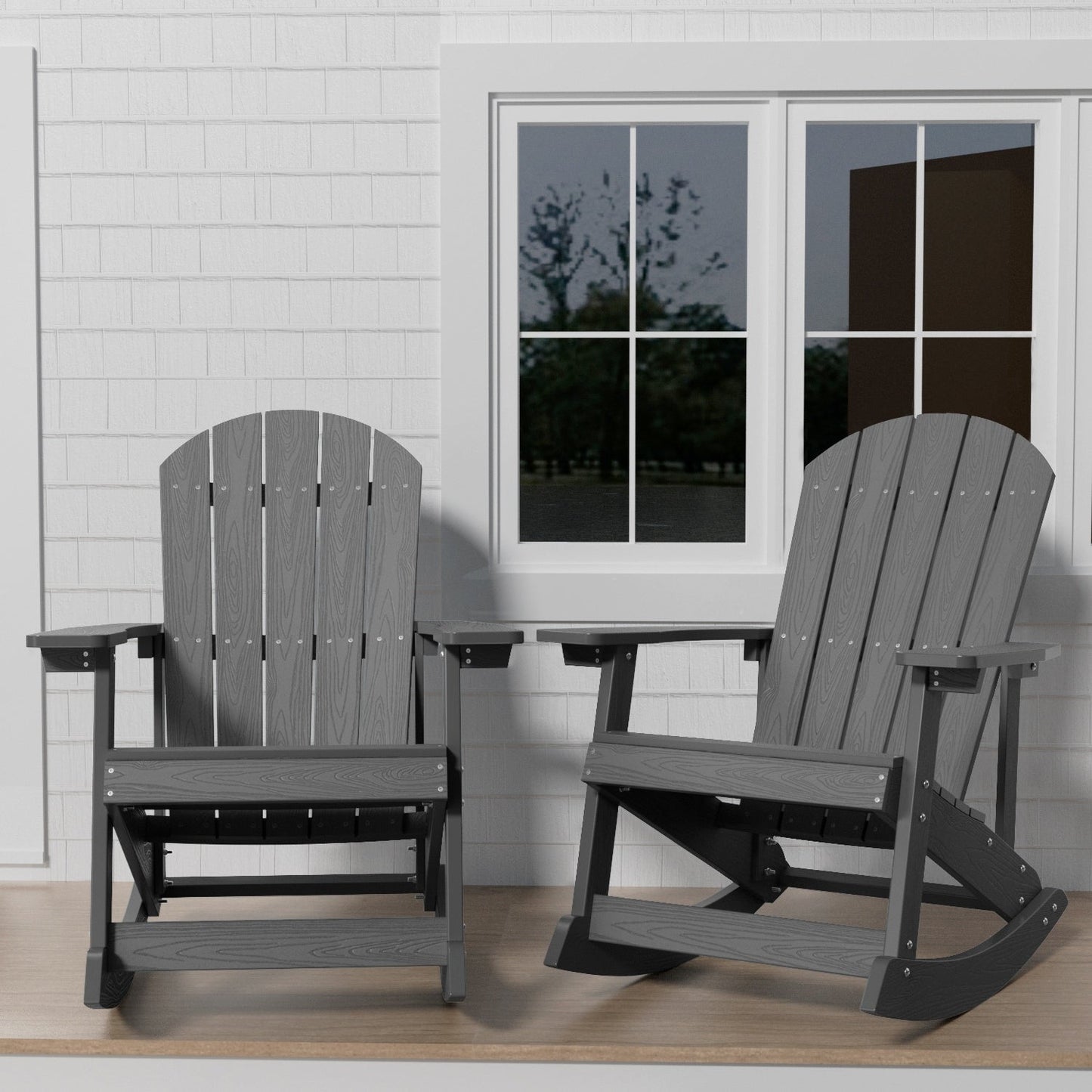 WINSOON Chaise à bascule d'extérieur pour tout type de météo, lot de 2