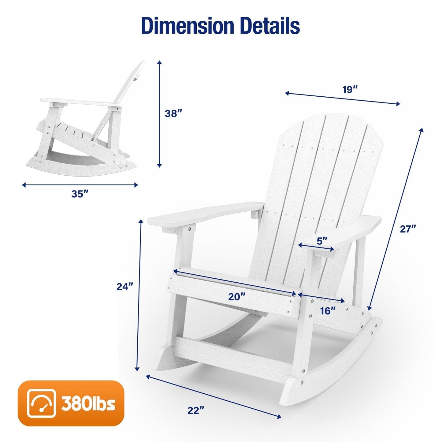 WINSOON Chaise à bascule d'extérieur pour tout type de météo, lot de 2