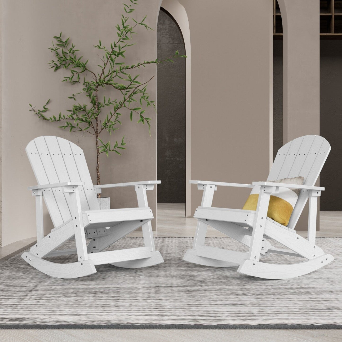 WINSOON Chaise à bascule d'extérieur pour tout type de météo, lot de 2