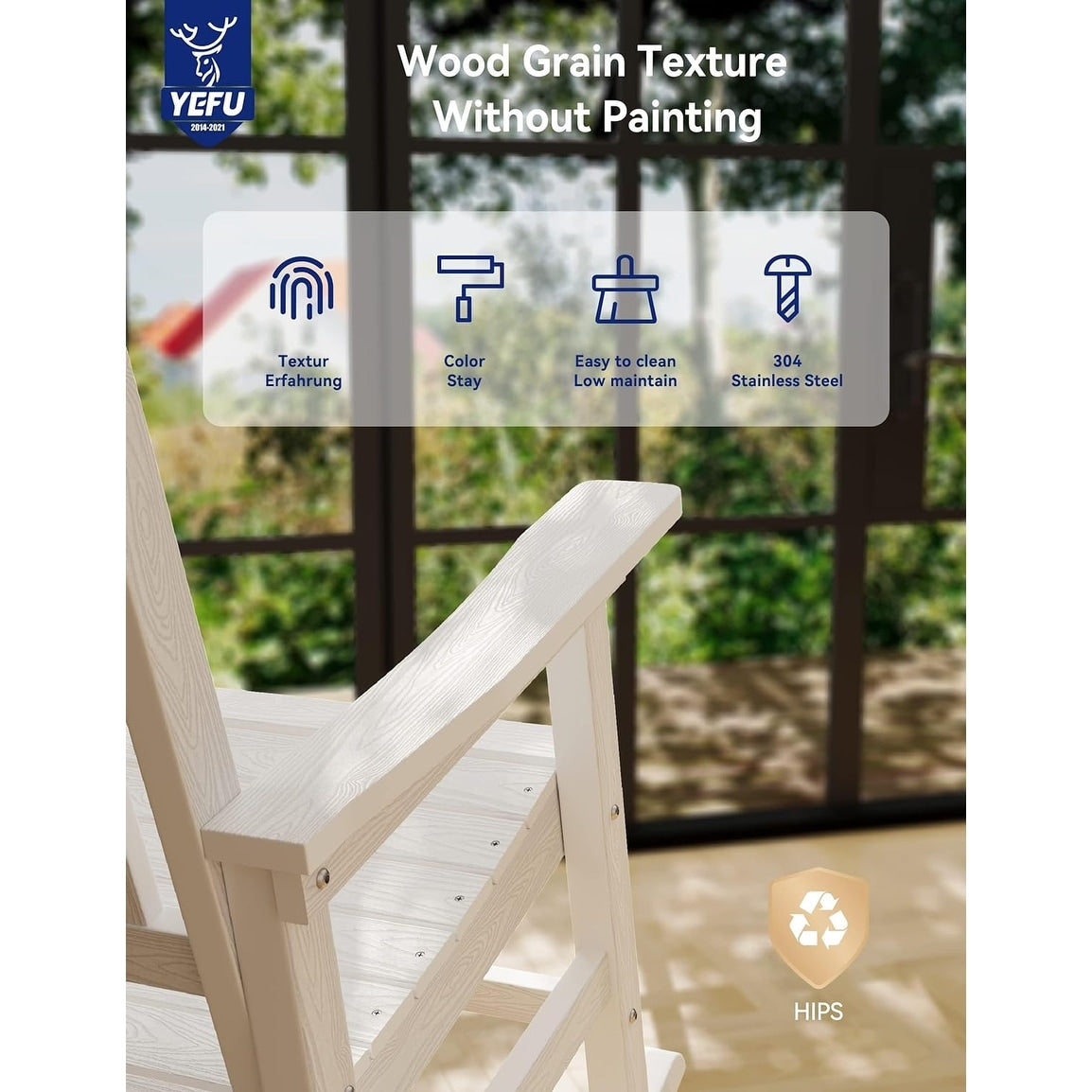 WINSOON Chaise à bascule d'extérieur pour tout type de météo, lot de 2