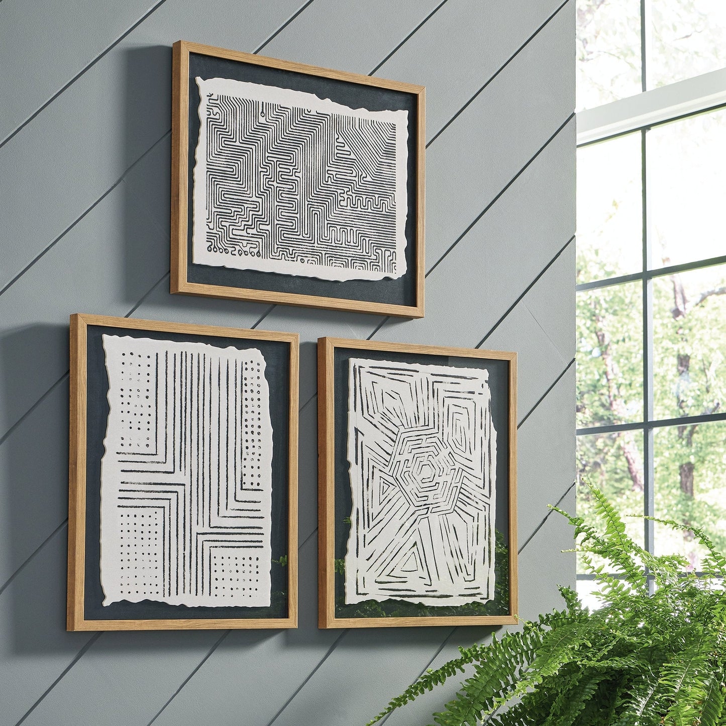 Wonderstow, ensemble de 3 tableaux muraux noir/beige