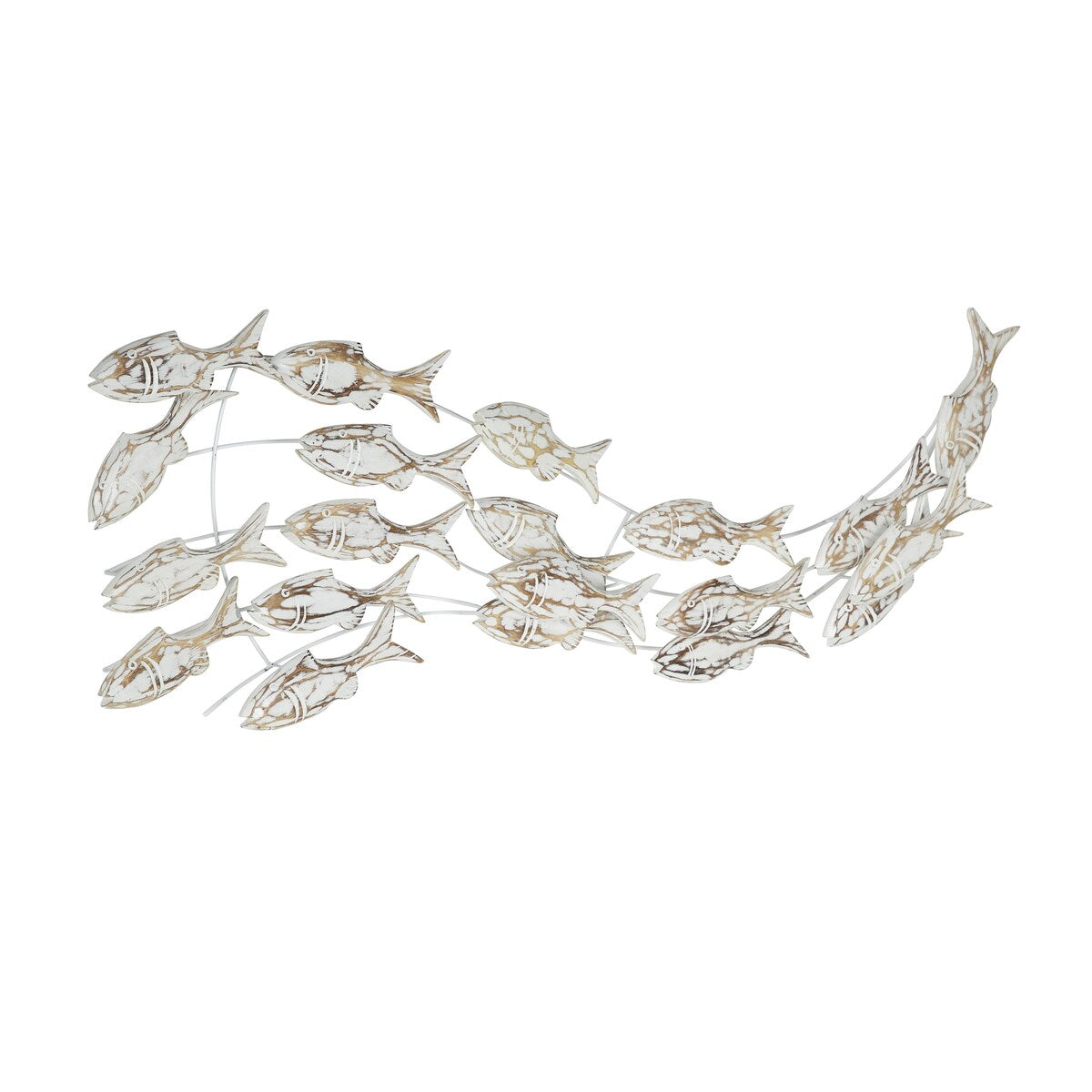 Poisson en bois fait à la main, décoration murale pour la maison, effet vieilli brun - Blanc - Roche River Decor