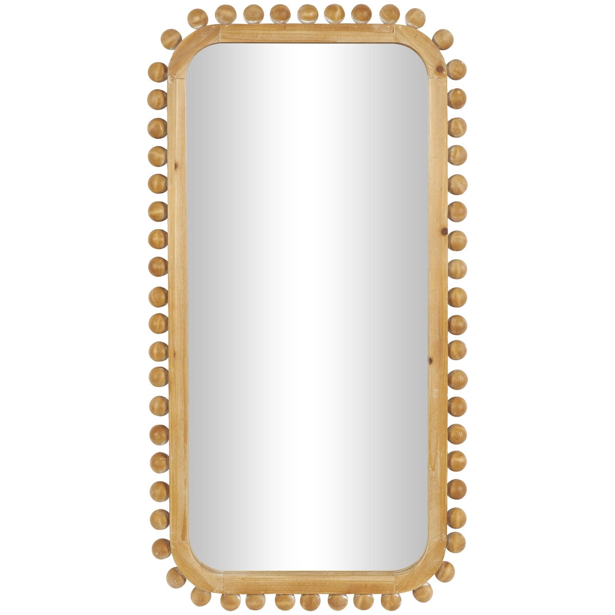 Miroir mural en bois avec cadre perlé - Brun - Roche River Decor