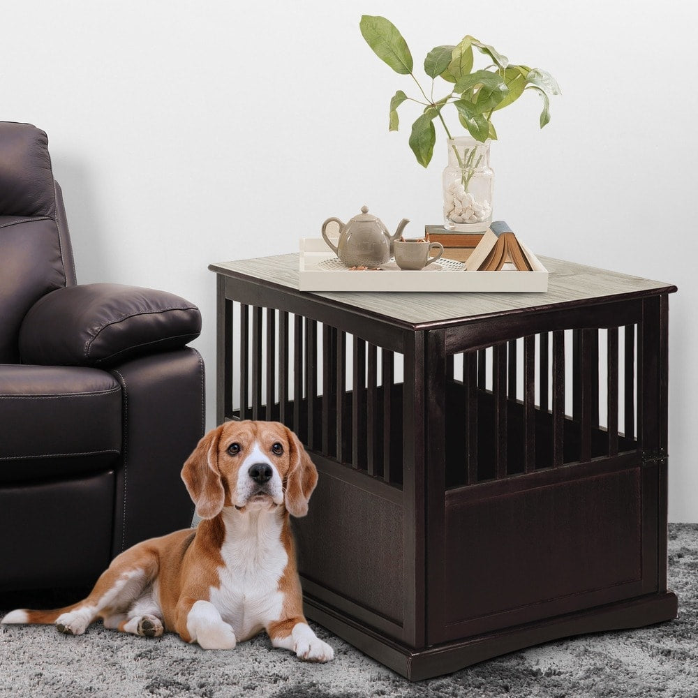 Table d'appoint en bois pour panier pour animaux de compagnie avec porte verrouillable