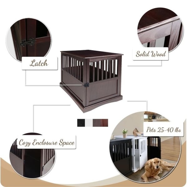 Table d'appoint en bois pour panier pour animaux de compagnie avec porte verrouillable