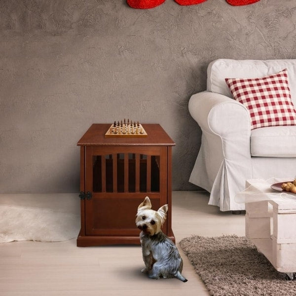 Table d'appoint en bois pour panier pour animaux de compagnie avec porte verrouillable