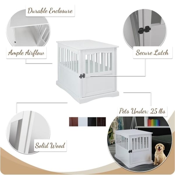 Table d'appoint en bois pour panier pour animaux de compagnie avec porte verrouillable