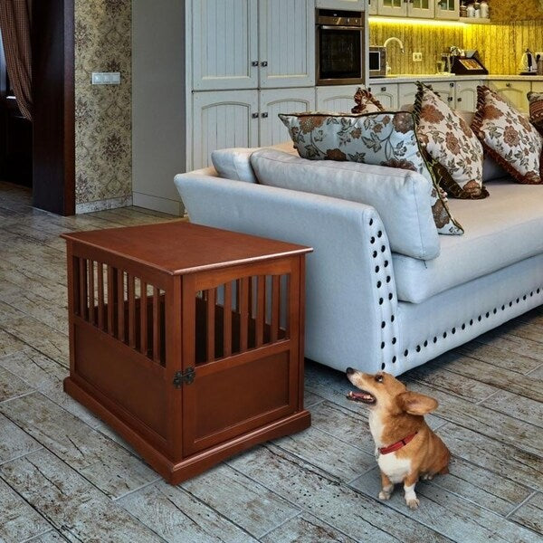 Table d'appoint en bois pour panier pour animaux de compagnie avec porte verrouillable