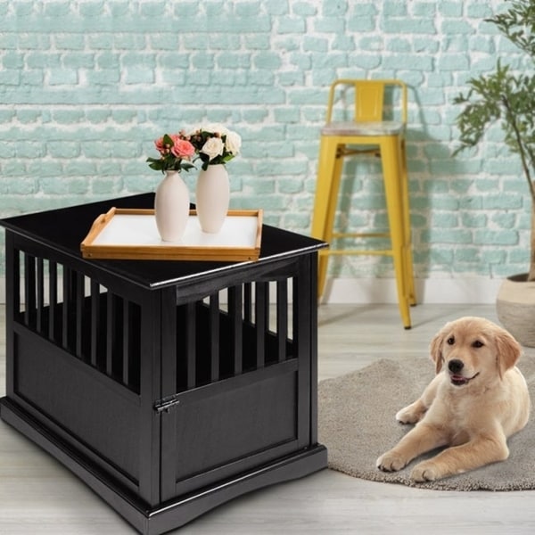 Table d'appoint en bois pour panier pour animaux de compagnie avec porte verrouillable