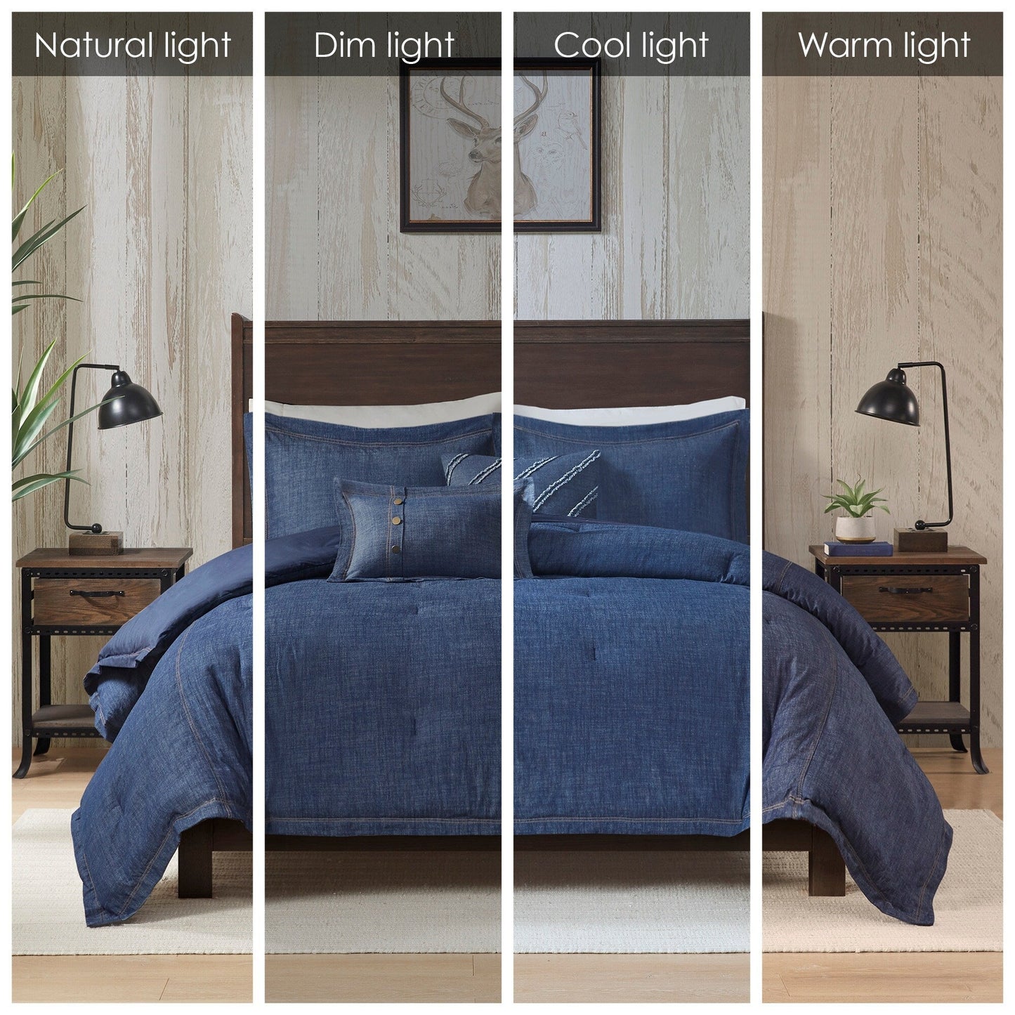 Ensemble de couette en jean Perry Blue de Woolrich, surdimensionné et surrempli.