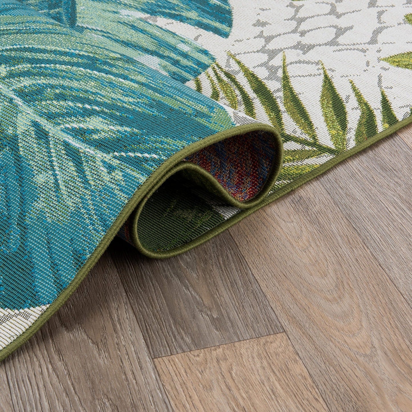 Tapis de sol contemporain à motifs floraux tropicaux pour intérieur/extérieur de World Rug Gallery