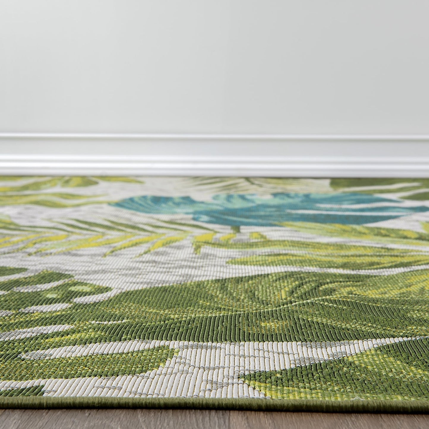 Tapis de sol contemporain à motifs floraux tropicaux pour intérieur/extérieur de World Rug Gallery
