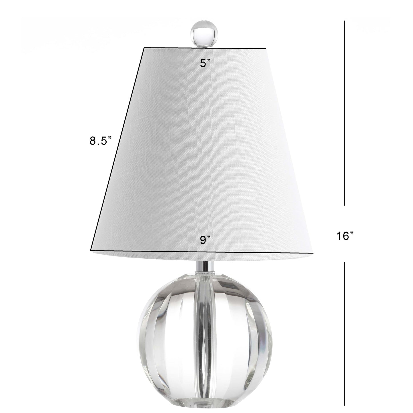 Lampe de table LED Goddard à boule de cristal/métal de 16 pouces, par JONATHAN Y