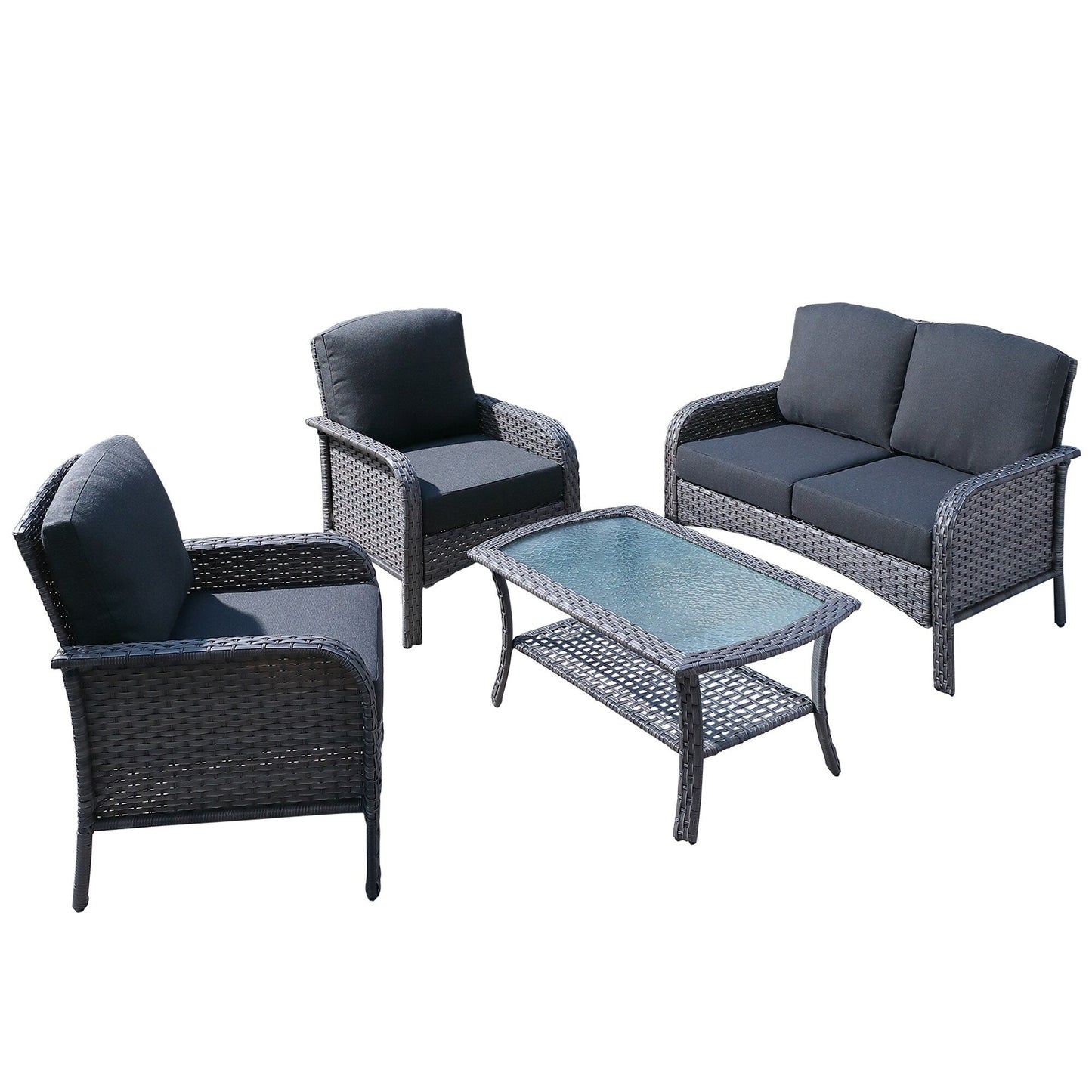 Ensemble de meubles de jardin d'extérieur XIZZI 4 pièces pour conversation avec table