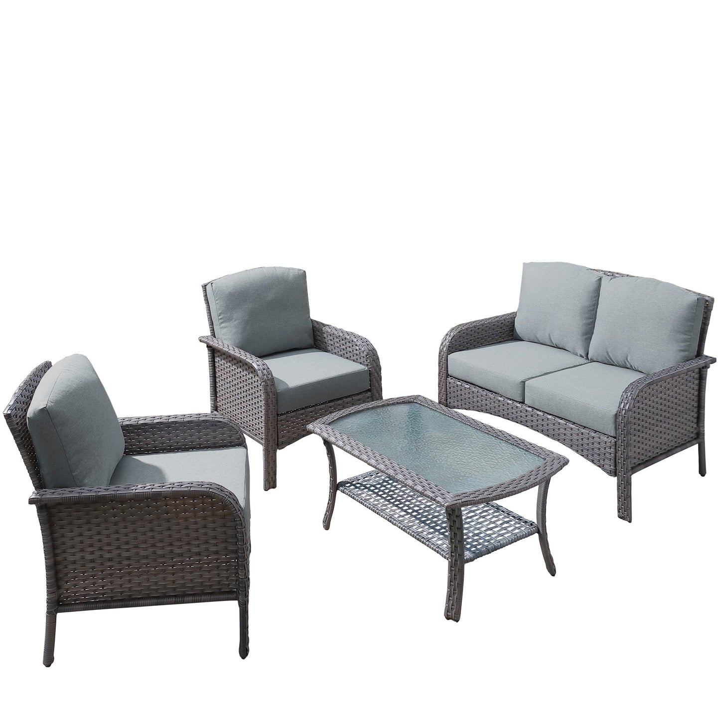 Ensemble de meubles de jardin d'extérieur XIZZI 4 pièces pour conversation avec table
