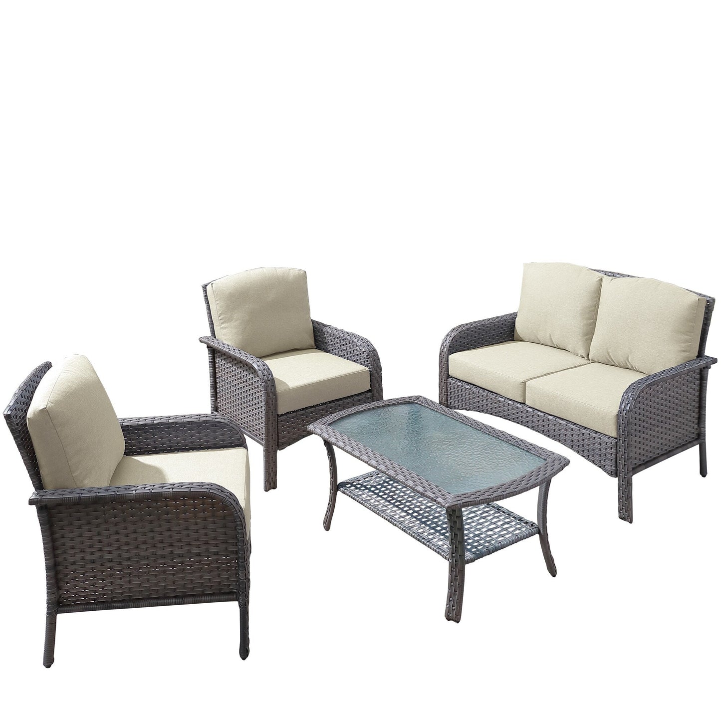 Ensemble de meubles de jardin d'extérieur XIZZI 4 pièces pour conversation avec table