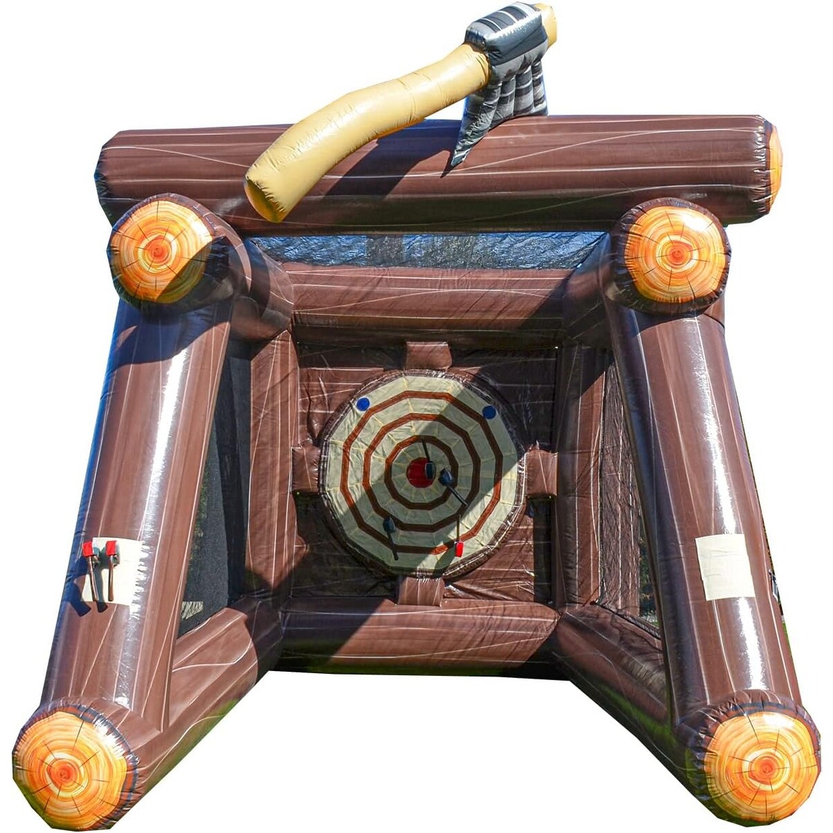 Jeu de lancer de hache gonflable XJUMP avec souffleur d'air et haches en mousse, qualité professionnelle, location, léger, pour jeux en plein air