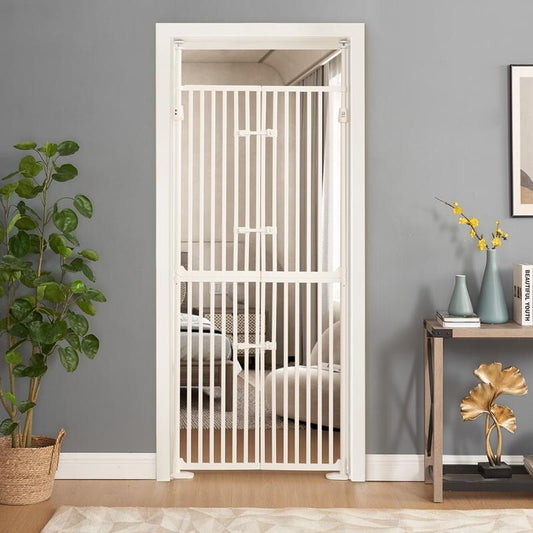 Barrière pour animaux de compagnie unipaws extra haute pour chats, 74 pouces de hauteur, avec portes et serrures