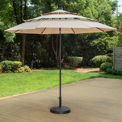 MAISON ARTS Parasol de terrasse extérieur à 3 niveaux, inclinable automatiquement, de 3 mètres, à double ventilation, avec lumières LED.