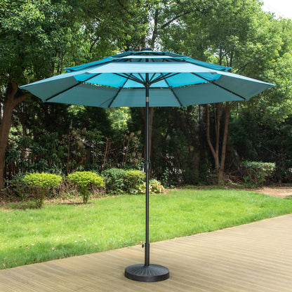 MAISON ARTS Parasol de terrasse extérieur à 3 niveaux, inclinable automatiquement, de 3 mètres, à double ventilation, avec lumières LED.