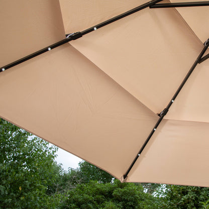 MAISON ARTS Parasol de terrasse extérieur à 3 niveaux, inclinable automatiquement, de 3 mètres, à double ventilation, avec lumières LED.
