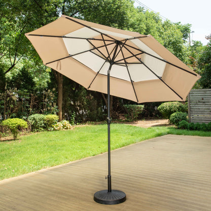 MAISON ARTS Parasol de terrasse extérieur à 3 niveaux, inclinable automatiquement, de 3 mètres, à double ventilation, avec lumières LED.
