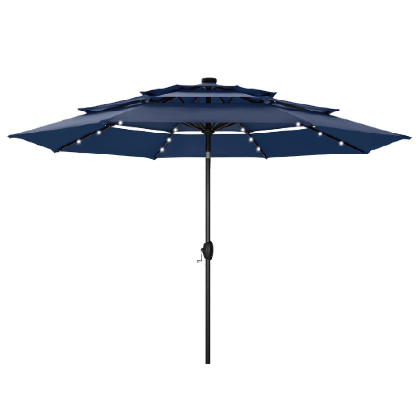 MAISON ARTS Parasol de terrasse extérieur à 3 niveaux, inclinable automatiquement, de 3 mètres, à double ventilation, avec lumières LED.