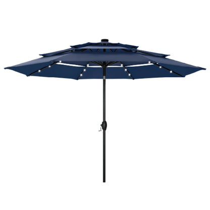 MAISON ARTS Parasol de terrasse extérieur à 3 niveaux, inclinable automatiquement, de 3 mètres, à double ventilation, avec lumières LED.