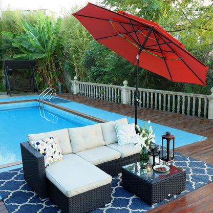 MAISON ARTS Parasol de terrasse extérieur à 3 niveaux, inclinable automatiquement, de 3 mètres, à double ventilation, avec lumières LED.