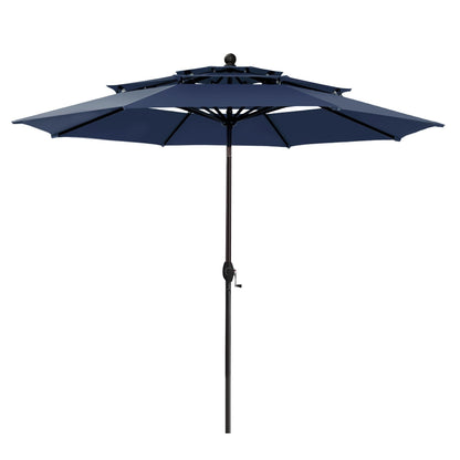 MAISON ARTS Parasol de terrasse extérieur à 3 niveaux, inclinable automatiquement, de 3 mètres, à double ventilation, avec lumières LED.