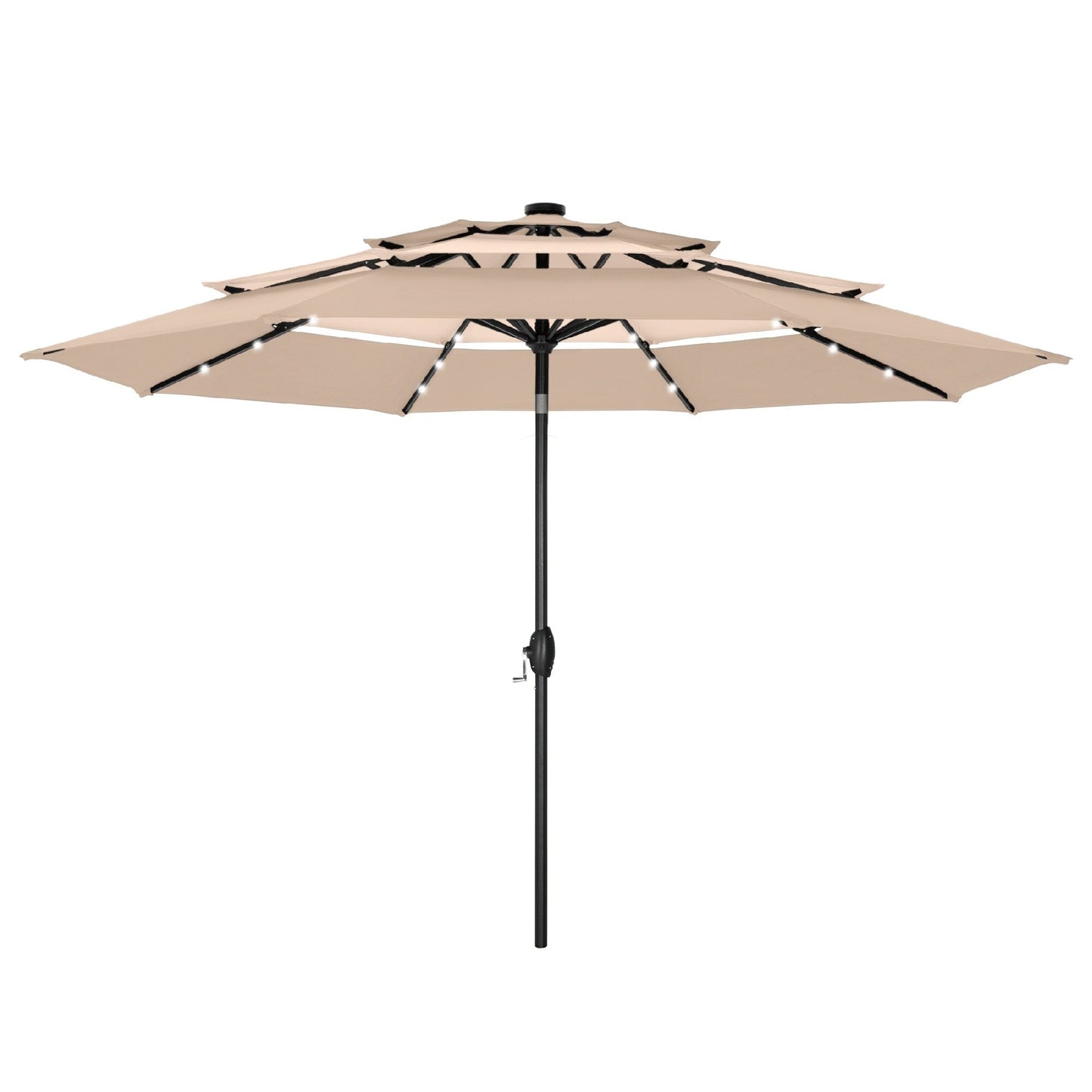 MAISON ARTS Parasol de terrasse extérieur à 3 niveaux, inclinable automatiquement, de 3 mètres, à double ventilation, avec lumières LED.