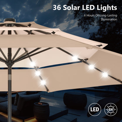 MAISON ARTS Parasol de terrasse extérieur à 3 niveaux, inclinable automatiquement, de 3 mètres, à double ventilation, avec lumières LED.